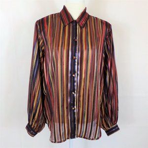 Vintage Yves St. Clair bold color stripe blouse 12